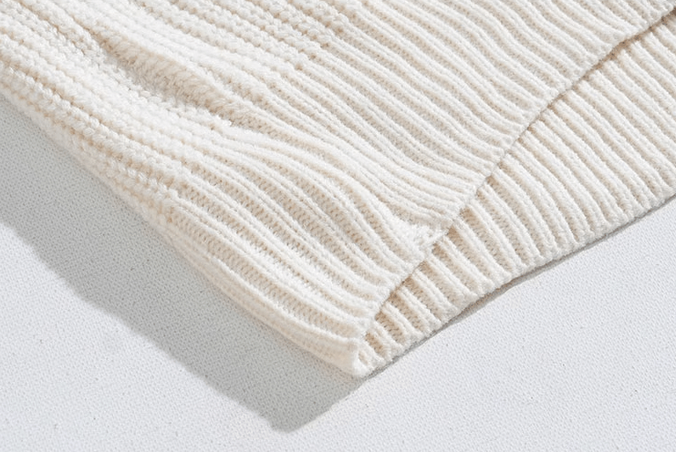 "CREAM" KNITTED FULL ZIP-UP SWEATER